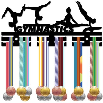 CREATCABIN Gymnastics Medal Holder Medal Hanger Acrylic Medal Rack Display Hanging Awards Rack Display Hooks Wall Mounted Decor 2 Rows Design Hold 40+ Medals Gift for Gymnast Race Winner 11.4x5.1 Inch