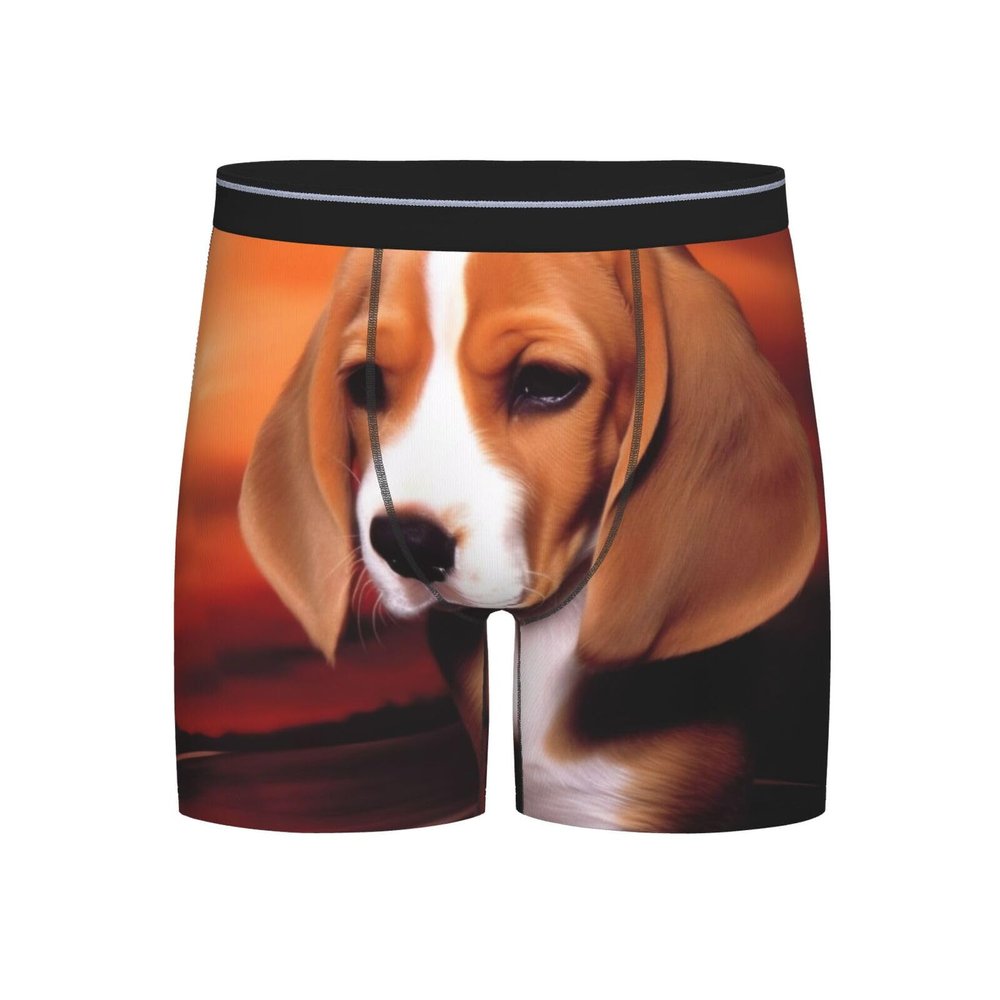 ZLYYXY Men'S Long Leg Boxers Brief Novelty Underwear Comfort Fit Moisture Wicking Breathable Ovely Pet Dog Beagle