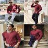 COOFANDY Thermal Shirts for Men Long Sleeve Shirts Casual Lightweight Pullover Sweaters Slim Fit Crewneck Christmas Sweatshirt Base Layer Fall Shirts Wine Red view 4