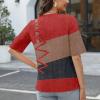 GAANBODI Half Sleeve Tops for Women Womens Casual V Neck Floral Printed Summer Shirts Loose Fit Elbow Length Sleeve Blouses 03-Red Small view 3