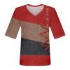 GAANBODI Half Sleeve Tops for Women Womens Casual V Neck Floral Printed Summer Shirts Loose Fit Elbow Length Sleeve Blouses 03-Red Small view 4