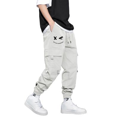 PAIKU FINSOO Men's Tactical Cargo Pants Casual Hip Hop Style Drawstring Multiple Pocket High Waisted Graphic Street Pants (US, Alpha, XX-Large, Regular, Regular, White Beige)