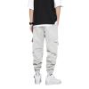 PAIKU FINSOO Men's Tactical Cargo Pants Casual Hip Hop Style Drawstring Multiple Pocket High Waisted Graphic Street Pants (US, Alpha, XX-Large, Regular, Regular, White Beige) view 2