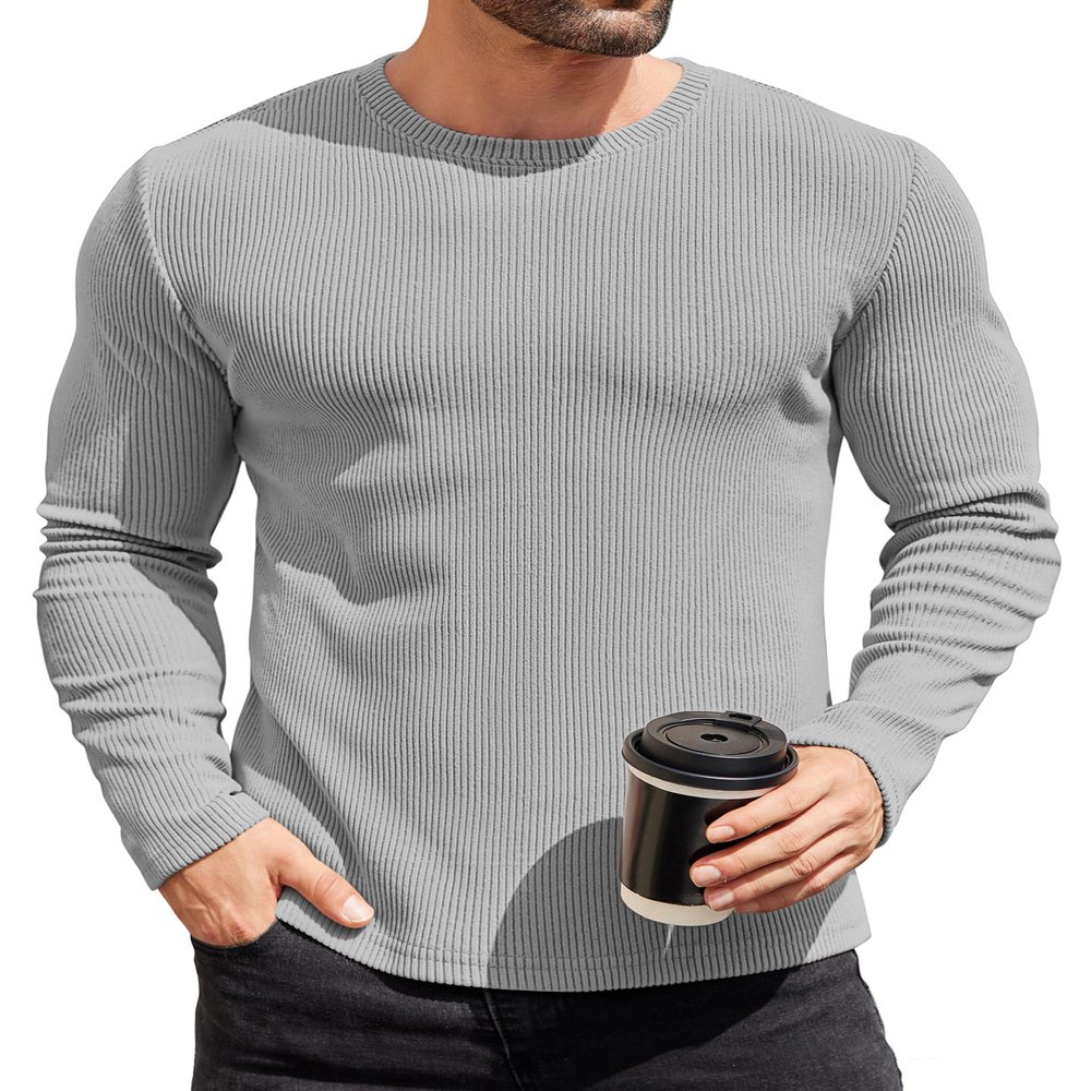 COOFANDY Men's T-Shirts Thermal Underwear Slim Fit Sweater Lightweight Round Neck Sweater Base Layer Long Sleeve Shirt
