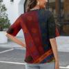 GAANBODI Half Sleeve Tops for Women Womens Casual V Neck Floral Printed Summer Shirts Loose Fit Elbow Length Sleeve Blouses 03-Wine Large view 3