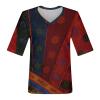 GAANBODI Half Sleeve Tops for Women Womens Casual V Neck Floral Printed Summer Shirts Loose Fit Elbow Length Sleeve Blouses 03-Wine Large view 4