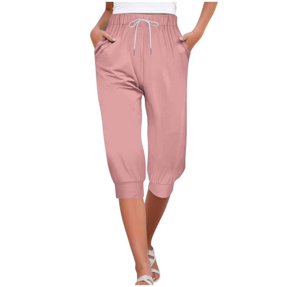Capri Yoga Pants for Women 2024 Trendy Summer Casual Track Cuff Sweatpants Comfy Jogger for Workout Running Hiking