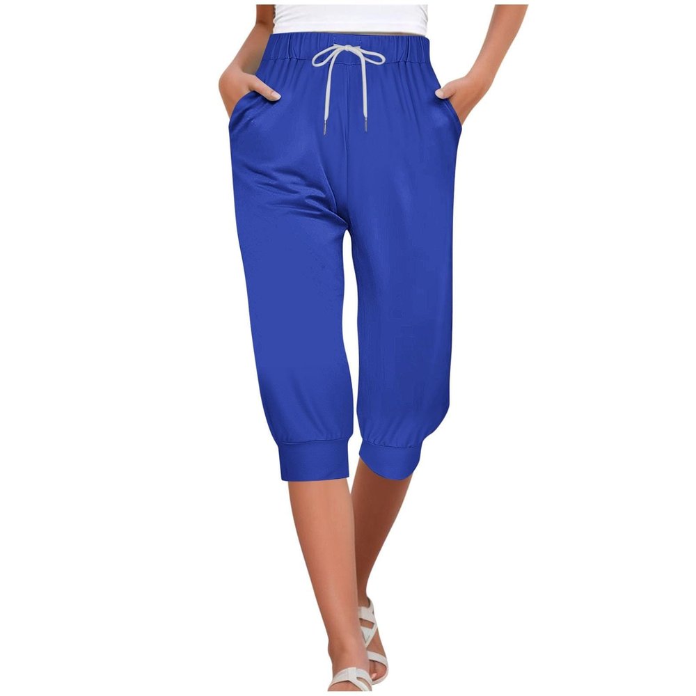 Capri Yoga Pants for Women 2024 Trendy Summer Casual Track Cuff Sweatpants Comfy Jogger for Workout Running Hiking