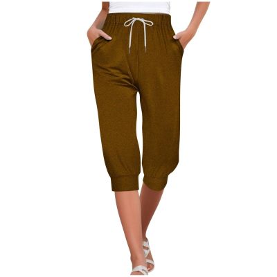 Capri Yoga Pants for Women 2024 Trendy Summer Casual Track Cuff Sweatpants Comfy Jogger for Workout Running Hiking