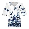 GAANBODI Half Sleeve Tops for Women Womens Casual V Neck Floral Printed Summer Shirts Loose Fit Elbow Length Sleeve Blouses 04-Blue Medium view 4