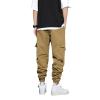PAIKU FINSOO Men's Tactical Cargo Pants Casual Hip Hop Style Drawstring Multiple Pocket High Waisted Graphic Street Pants (US, Alpha, Large, Regular, Regular, Dark Khaki) view 2