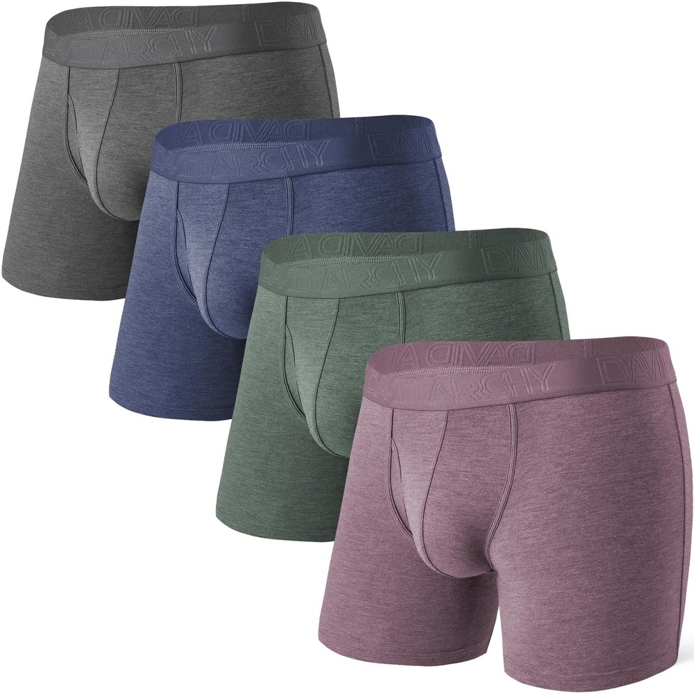 DAVID ARCHY Mens Underwear Cooling Rayon Boxer Briefs Breathable Soft Moisture-Wicking with Fly Underwear for Men 4 Pack Large