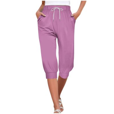 Capri Yoga Pants for Women 2024 Trendy Summer Casual Track Cuff Sweatpants Comfy Jogger for Workout Running Hiking