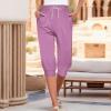 Capri Yoga Pants for Women 2024 Trendy Summer Casual Track Cuff Sweatpants Comfy Jogger for Workout Running Hiking view 2