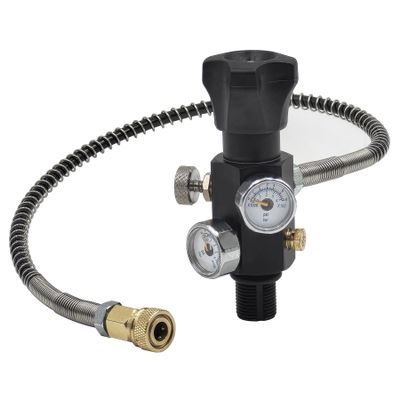Aopkeo 4500Psi 300Bar Fill Station Charging Valve Dual Gauge with 24" Inch High Pressure Hose (M18*1.5)