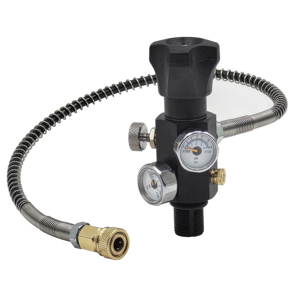 Aopkeo 4500Psi 300Bar Fill Station Charging Valve Dual Gauge with 24" Inch High Pressure Hose (M18*1.5)
