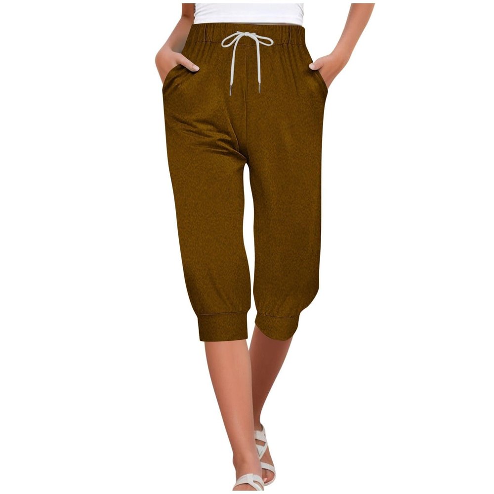 Capri Yoga Pants for Women 2024 Trendy Summer Casual Track Cuff Sweatpants Comfy Jogger for Workout Running Hiking