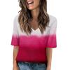 GAANBODI Half Sleeve Tops for Women Womens Casual V Neck Floral Printed Summer Shirts Loose Fit Elbow Length Sleeve Blouses 06-Red Medium view 1