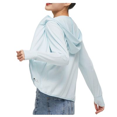 Bestgift Outdoor ice silk clothing sunwear summer jacket women's anti-ultraviolet sports Light blue women 4XL