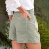 Womens Linen Shorts Summer Casual Dress Shorts High Waisted Bermuda Shorts Lightweight Wide Leg Beach Short with Pockets Baggy Comfy Dressy Shorts Womens Y2k Shorts with Pockets Cute Lounge Shorts view 3