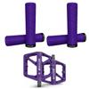 BUCKLOS Purple Single Lock on Mountain Bike Handlebar Grips Anti-Slip Handle Grip and Bike Pedals Flat MTB Pedals view 1