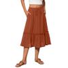 Witsmile Women's Skirts - Elastic Waist Pleated A-Line Midi Skirt Dress with Pockets for Women Dressy Casual(Orange,L) view 1