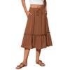 Witsmile Women's Skirts - Elastic Waist Pleated A-Line Midi Skirt Dress with Pockets for Women Dressy Casual(Olive Brown,L) view 1
