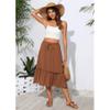 Witsmile Women's Skirts - Elastic Waist Pleated A-Line Midi Skirt Dress with Pockets for Women Dressy Casual(Olive Brown,L) view 2