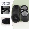 Daydance PU Leather Black Ballet Shoes for Boys, Soft Split Sole Dance Slippers for Little Kids no Drawstring view 2