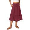 Witsmile Midi Skirts for Women Elastic High Waisted Skirts Below Knee with Pockets(Dusty Rose,L) view 1