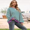 UEU Womens Oversized Y2K Sweatshirts Casual Fashion Trendy Crewneck Tunic Pullover Tops Malachite Green Striped XX-Large view 3