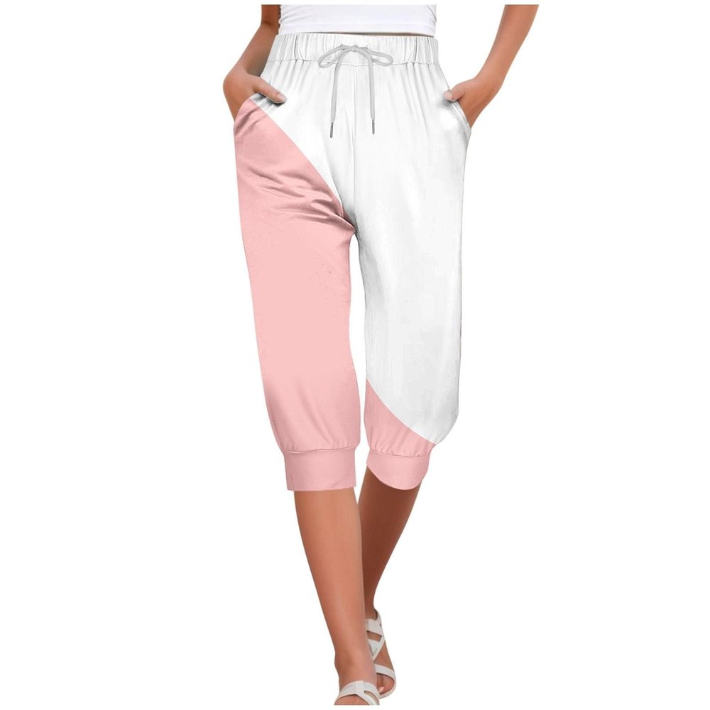 Capri Yoga Pants for Women 2024 Trendy Summer Casual Track Cuff Sweatpants Comfy Jogger for Workout Running Hiking