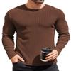 COOFANDY T Shirts for Men Thermal Underwear Crewneck Sweater Lightweight Slimming Baselayers Long Sleeve Shirts Brown view 1