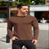 COOFANDY T Shirts for Men Thermal Underwear Crewneck Sweater Lightweight Slimming Baselayers Long Sleeve Shirts Brown view 2