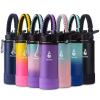 Farsea Insulated Water Bottle With Paracord Handle, Protective Boot and 2 Lids (Straw Lid & Spout Lid), Stainless Steel Water Bottle Wide Mouth, Double Wall Sweat-Proof BPA-Free, 18 oz view 1