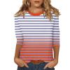 3/4 Length Sleeve Tunic Womens Tops,Basic Tees for Women Pack Running Tops for Women Striped Tee Cute Tops Y2K Elbow Sleeve Tops Work Tops for Women 2024 Crew Neck Shirts for Women Orange XL view 1