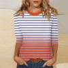 3/4 Length Sleeve Tunic Womens Tops,Basic Tees for Women Pack Running Tops for Women Striped Tee Cute Tops Y2K Elbow Sleeve Tops Work Tops for Women 2024 Crew Neck Shirts for Women Orange XL view 2