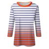 3/4 Length Sleeve Tunic Womens Tops,Basic Tees for Women Pack Running Tops for Women Striped Tee Cute Tops Y2K Elbow Sleeve Tops Work Tops for Women 2024 Crew Neck Shirts for Women Orange XL view 4