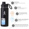 Farsea Insulated Water Bottle With Paracord Handle, Protective Boot and 2 Lids (Straw Lid & Spout Lid), Stainless Steel Water Bottle Wide Mouth, Double Wall Sweat-Proof BPA-Free, 18 oz view 2