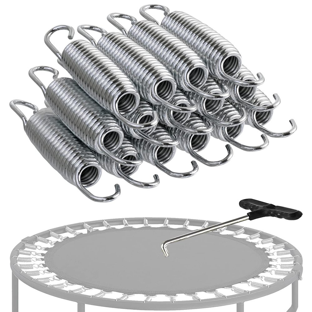 ZGFUSVFD 15 x Replacement Trampoline Springs 3.5in 3.9in 4.6in 5.1in 5.5in 6.5in 7in 8.3in, Heavy-Duty Galvanised Spring with Puller Tool, Trampoline Replacement Accessories Parts