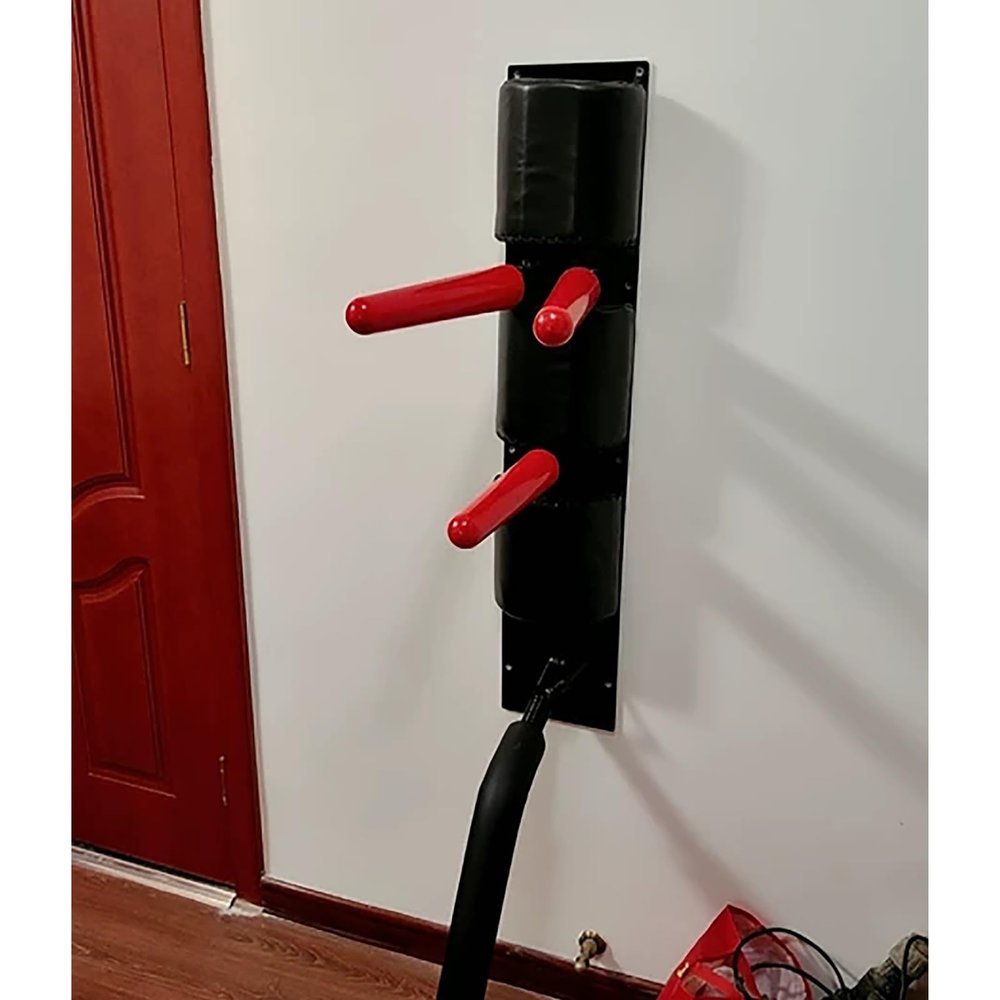 Elitix Wing Chun Dummy Wood Kung Fu Training Equipment, Wall Mount Wing Chun Dummy Practice Man Pile, Karate Martial Arts Punching Kicking Exercise Tool with Attachment