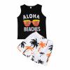 AMIMOJY Toddler Baby Boys Hawaiian Summer Clothes Beach Sleeveless Vest Top Coconut Tree Prints Tops Shorts 2Pcs Outfits Set, 3-4Y, Black view 1