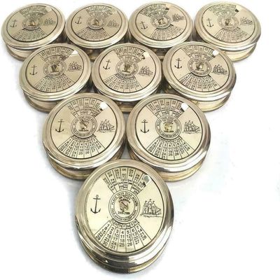 Antique Nautical world Navigational Compass Set, 10 Pieces Solid Brass, Shipwreck Theme, Golden