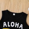 AMIMOJY Toddler Baby Boys Hawaiian Summer Clothes Beach Sleeveless Vest Top Coconut Tree Prints Tops Shorts 2Pcs Outfits Set Black view 3
