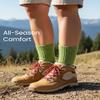 GoWith 4 Pairs Unisex Natural 97% Cotton Crew Socks, Comfy Cozy Breathable Seamless Casual Socks for Men & Women, Green, Large, Model 3014 view 2