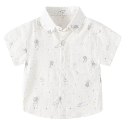 Betadog Toddler Boy Short Sleeve T shirt Children's Summer T Shirt Short Sleeved Cartoon Pattern (White, 12-18 Months)