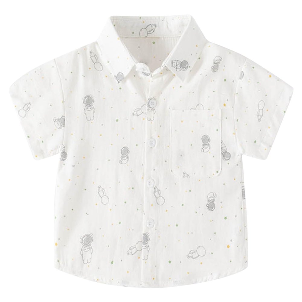 Betadog Toddler Boy Short Sleeve T shirt Children's Summer T Shirt Short Sleeved Cartoon Pattern (White, 12-18 Months)