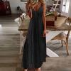 Summer Dresses for Women 2024 Casual Floral Spaghetti Strap Sundresses V Neck Sexy Casual Elegant Long Maxi Dress A-Black view 2