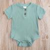 AMIMOJY Boys Girls Set Summer Round Neck Tops Toddler Baby Solid Color Short Sleeve Romper Elasticized Shorts 2 Pcs Outfits Blue, 3-6M view 3
