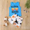AMIMOJY Toddler Baby Boys Hawaiian Summer Clothes Beach Sleeveless Vest Top Coconut Tree Prints Tops Shorts 2Pcs Outfits Set, 18-24M, Blue view 2